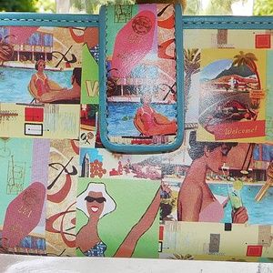 New Fossil Blue Wallet checkbook vintage design